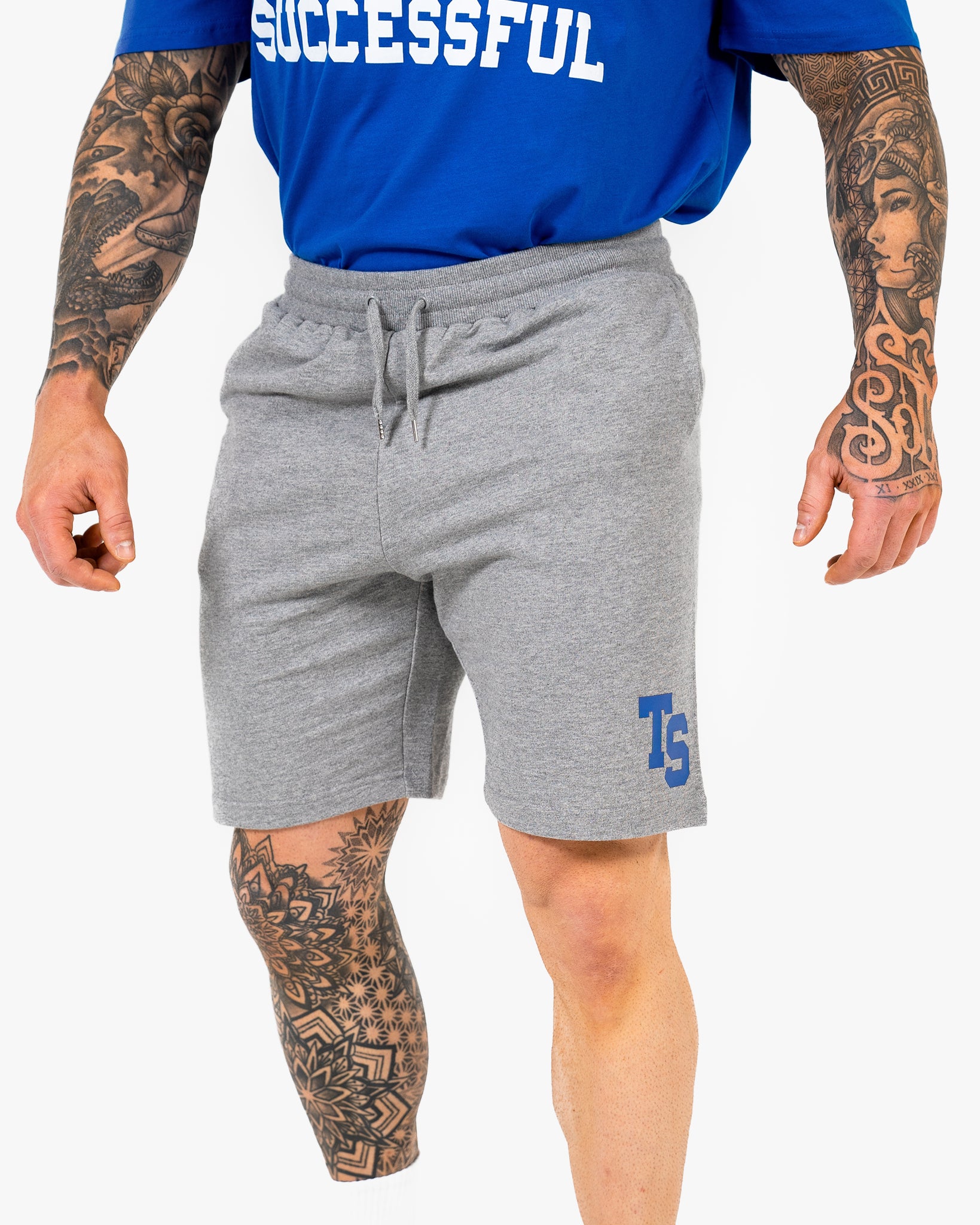 WKND Mens Comfort Shorts - Heather Grey w/ Royal